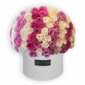 Poza Cutie uriasa 201 trandafiri albi si roz