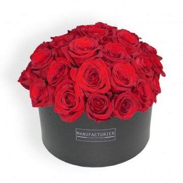 Poza Cutie rotunda 39 trandafiri rosii