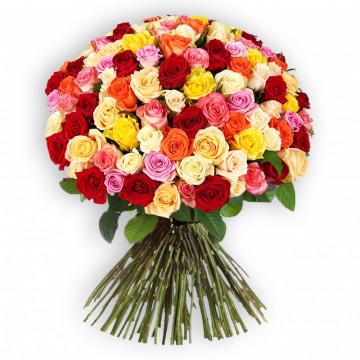 Poza Buchet 101 trandafiri multicolori