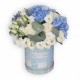 Cutie BLUE cu hortensii si lisianthus