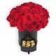 Cutie de lux cu trandafiri rosii si Ferrero rocher